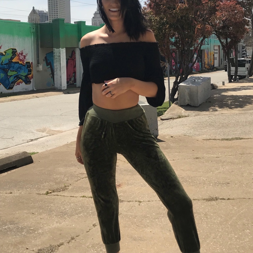 NWOT LIFECLOTHING ARMY GREEN SUEDE JOGGERS